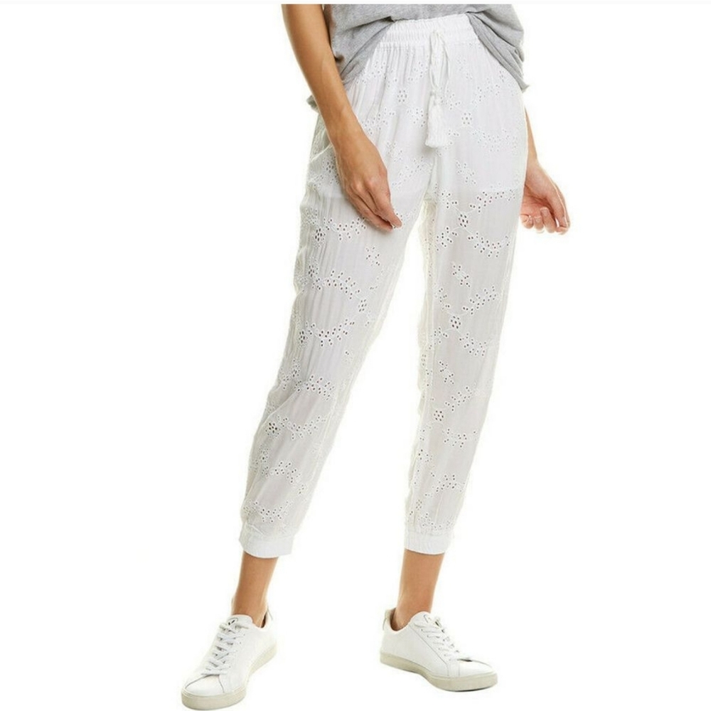 YOUNG FABULOUS & BROKE White Eyelet Lace Joggers in WHITE sz XS